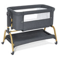 Rocking Bassinet Bedside Sleeper, Adjustable Height, Portable with Wheels, Includes Comfy Mattress, for Newborns