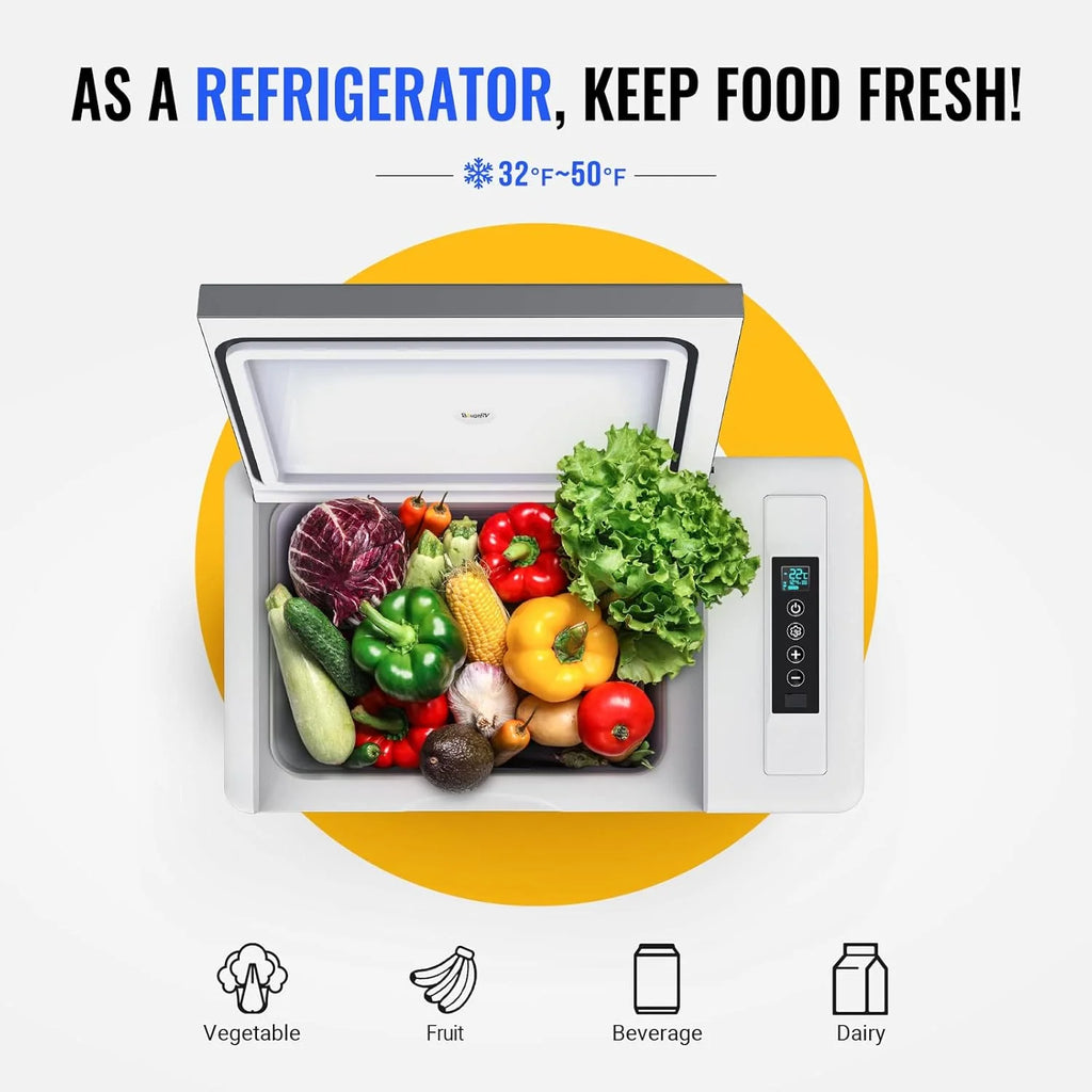 12 Volt Refrigerator 12V Car Fridge 23 Quart Portable Freezer Compressor Cooler 12/24V DC 110~240 Volt AC for Truck Van RV Camper SUV Travel Camping Road Trips Tailgating -7��~50��