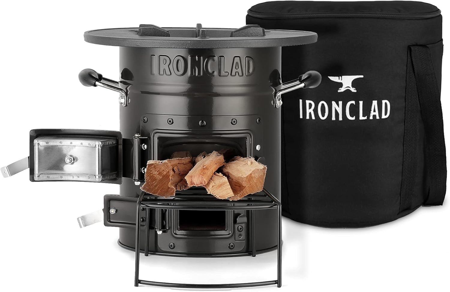 Supply Rocket Stove �� Camping Wood Stove for Emergency Preparedness, Survival, Off Grid Living Supplies �� Portable Wood Burning Stove with Canvas Storage Bag and Fuel Support System