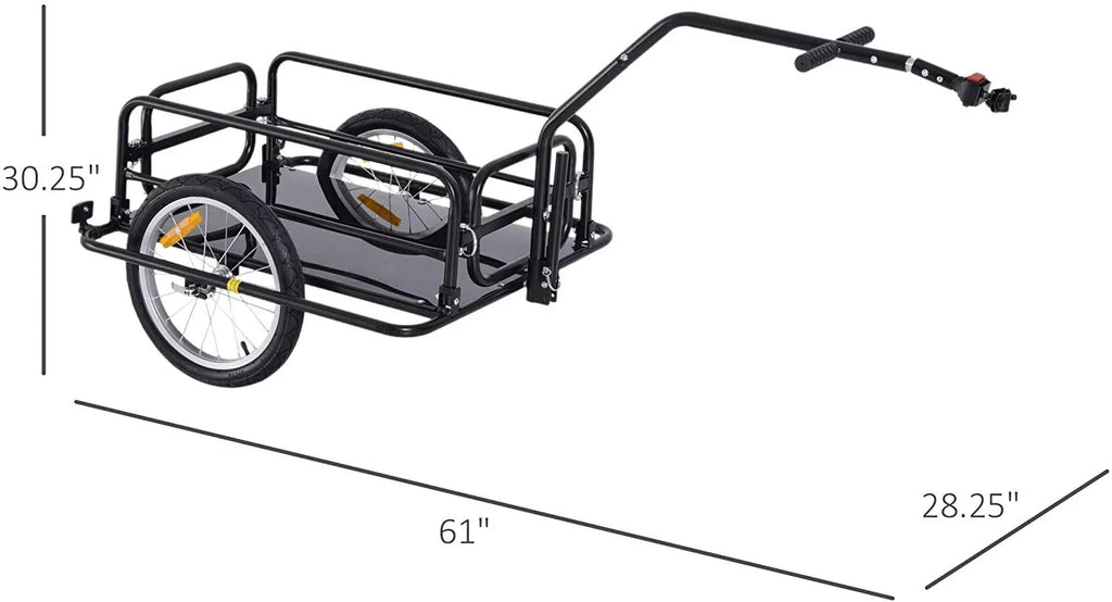Foldable Bike Cargo Trailer, 80lbs Capacity, 16�测�� Wheels, Black, with Hitch