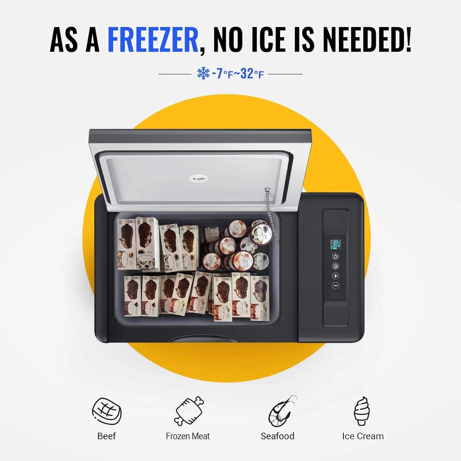 12 Volt Refrigerator 12V Car Fridge 23 Quart Portable Freezer Compressor Cooler 12/24V DC 110~240 Volt AC for Truck Van RV Camper SUV Travel Camping Road Trips Tailgating -7��~50��