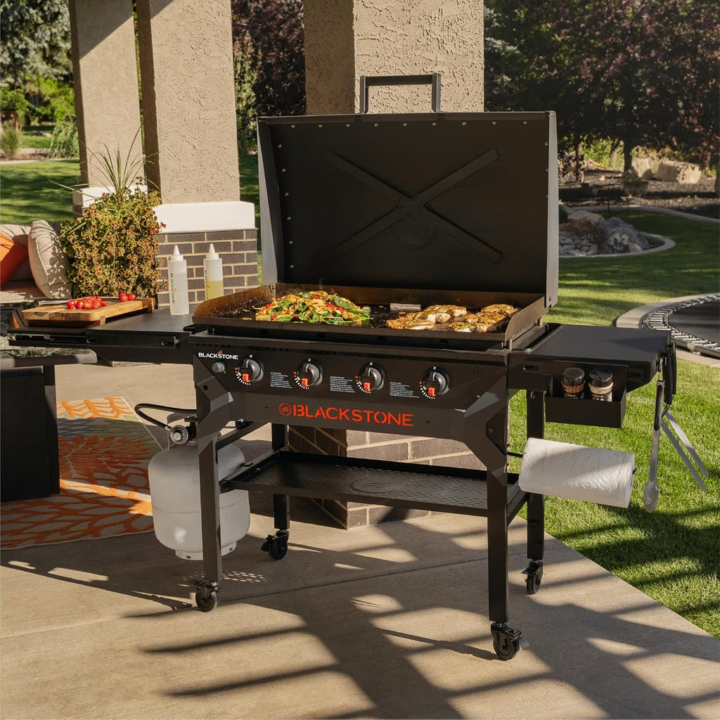 Iron-Forged 36" Omnivore Griddle �� Premium Powder-Coated Steel with Reinforced Hood, Black Finish