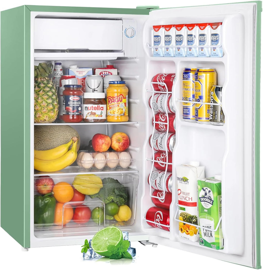 3.2 Cu.Ft Mini Fridge with Freezer �� Single Door Compact Refrigerator for Dorm, Bedroom, or Office �� Adjustable Thermostat, Black