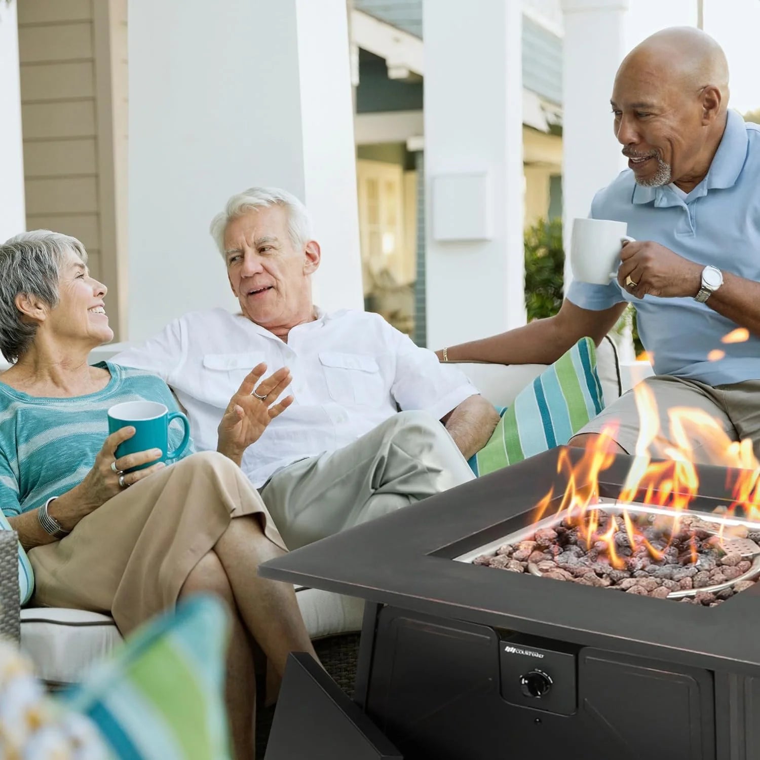 Four Seasons Patio Dual Heat 50,000 BTU Square Gas Fire Pit
