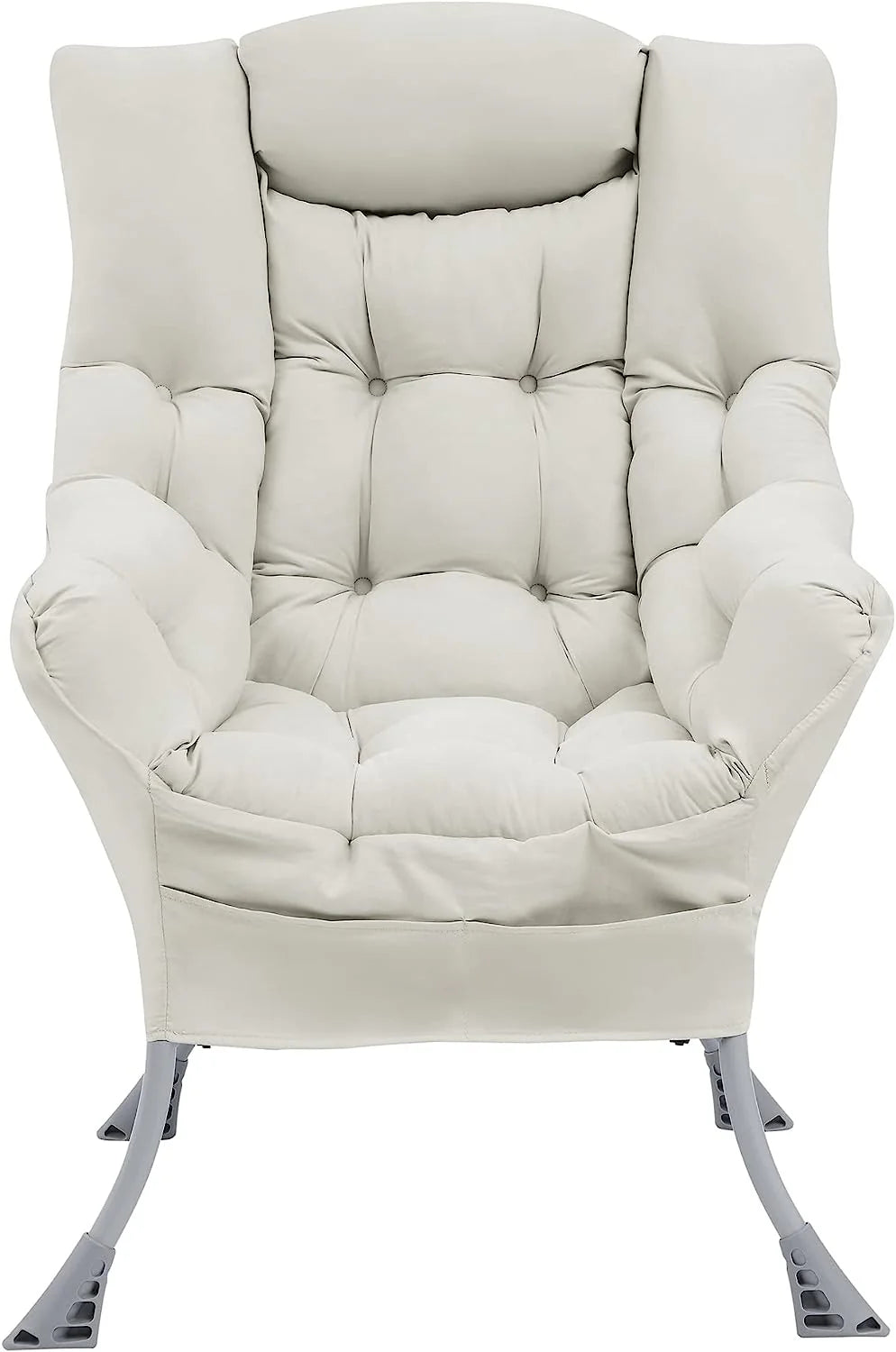 Living and More High Back Sofa Chair, Modern Fabric Lazy Chair, Accent Contemporary Lounge Chair, Cool Grey