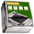20锟�30 ft Heavy-Duty Tarp Shelter Cover Tarpaulin, Silver