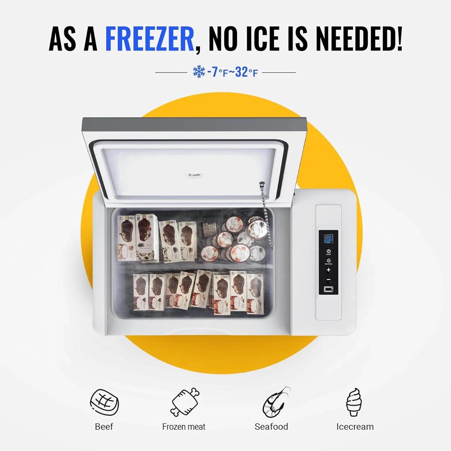 12 Volt Refrigerator 12V Car Fridge 23 Quart Portable Freezer Compressor Cooler 12/24V DC 110~240 Volt AC for Truck Van RV Camper SUV Travel Camping Road Trips Tailgating -7��~50��