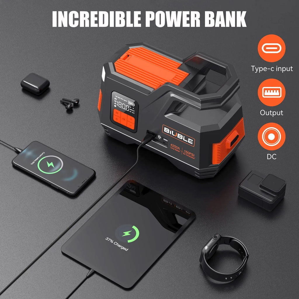 Car Jump Starter with Air Compressor, 4500A Peak 26800mAh 12V Auto with 150PSI Tire Inflator锛�up to All Gas or 10.0L Diesel Engine锛�