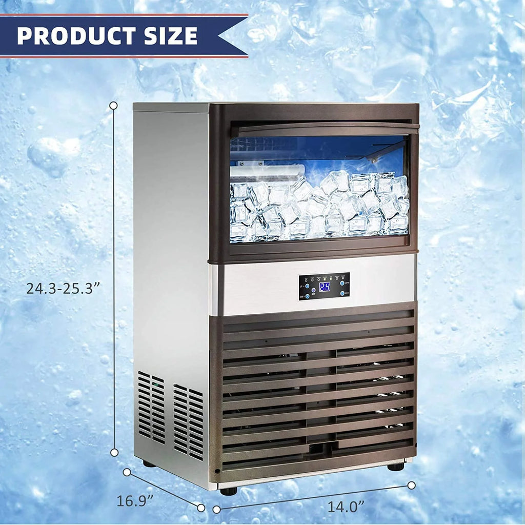 Commercial Ice �� 110LBS/24H Stainless Steel Free-Standing Ice Machine Maker Air Cooling Ice