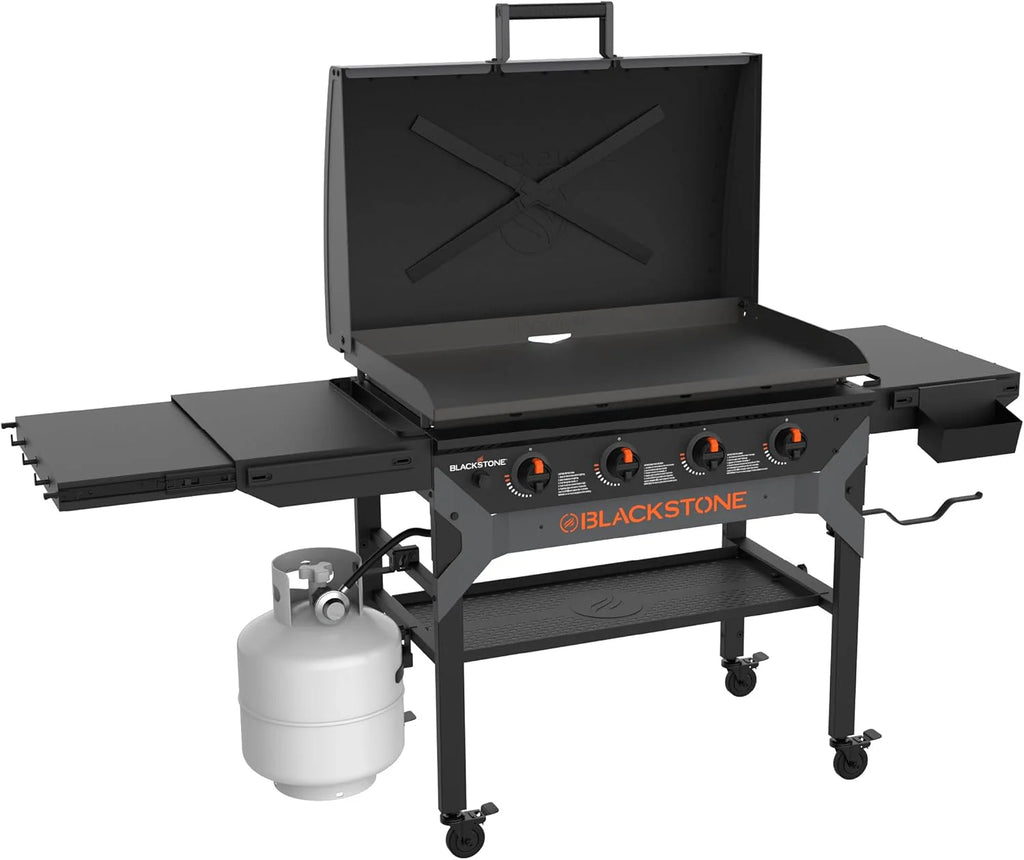 Iron-Forged 36" Omnivore Griddle �� Premium Powder-Coated Steel with Reinforced Hood, Black Finish