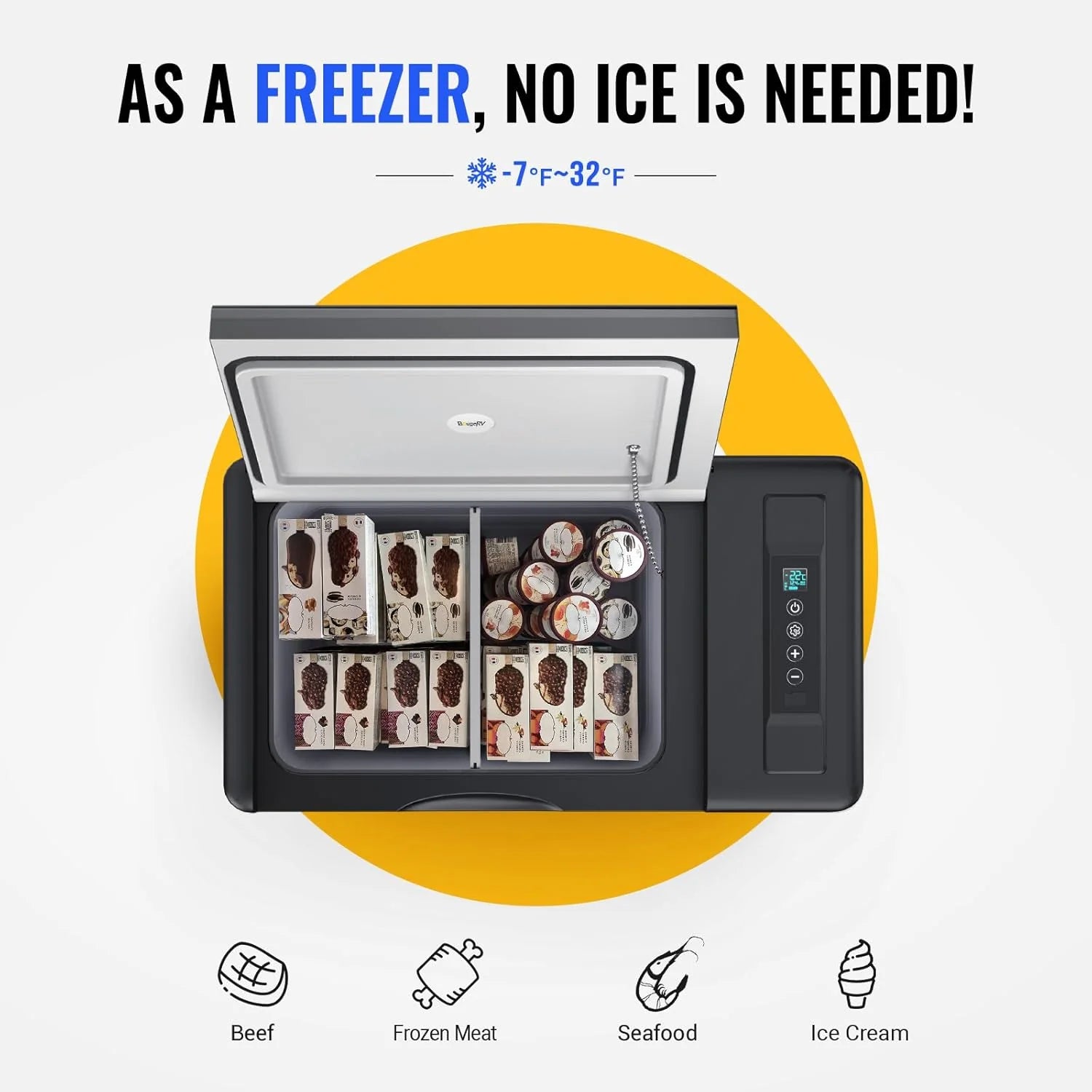 12 Volt Refrigerator 12V Car Fridge 23 Quart Portable Freezer Compressor Cooler 12/24V DC 110~240 Volt AC for Truck Van RV Camper SUV Travel Camping Road Trips Tailgating -7��~50��