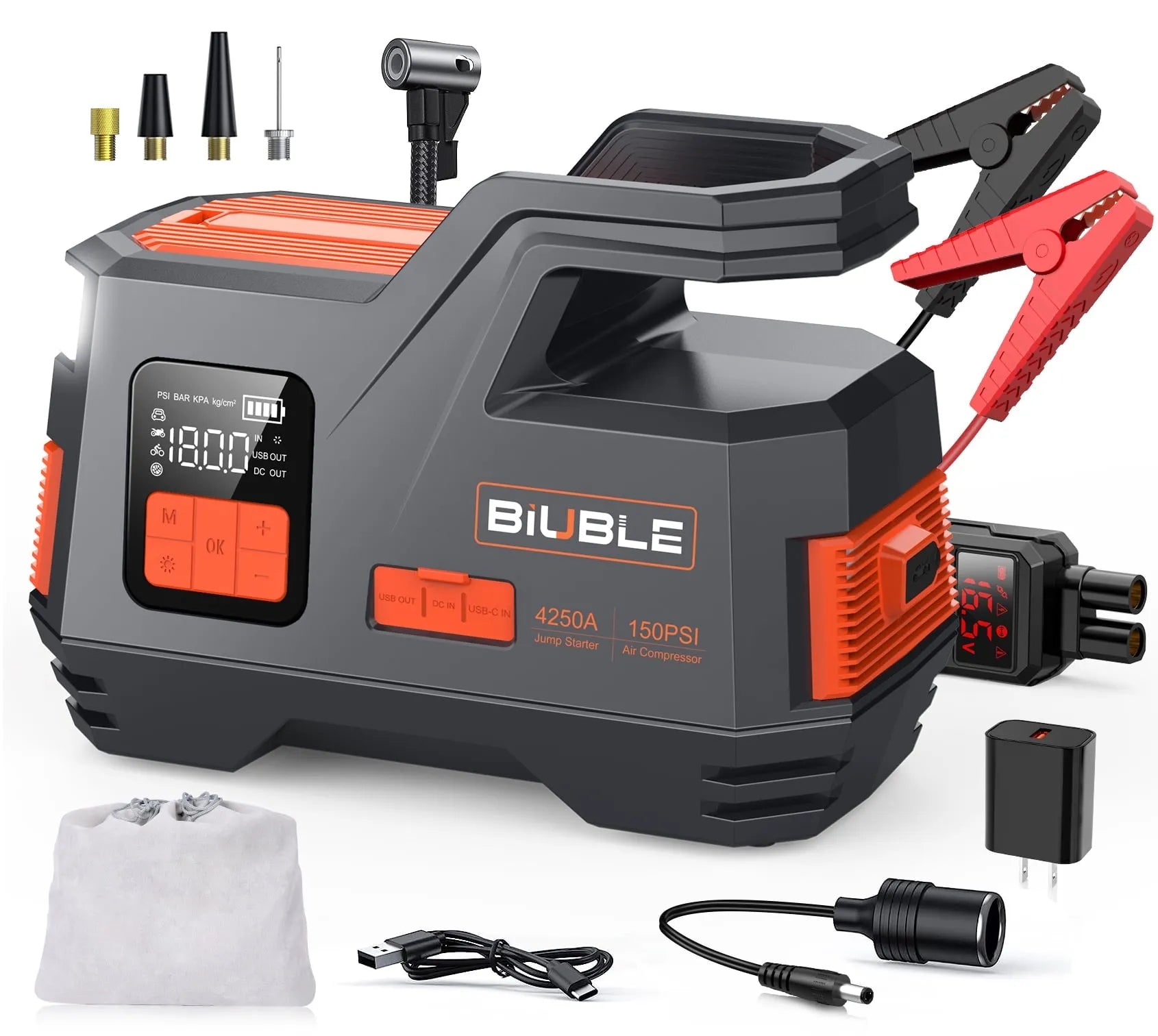 Car Jump Starter with Air Compressor, 4500A Peak 26800mAh 12V Auto with 150PSI Tire Inflator锛�up to All Gas or 10.0L Diesel Engine锛�